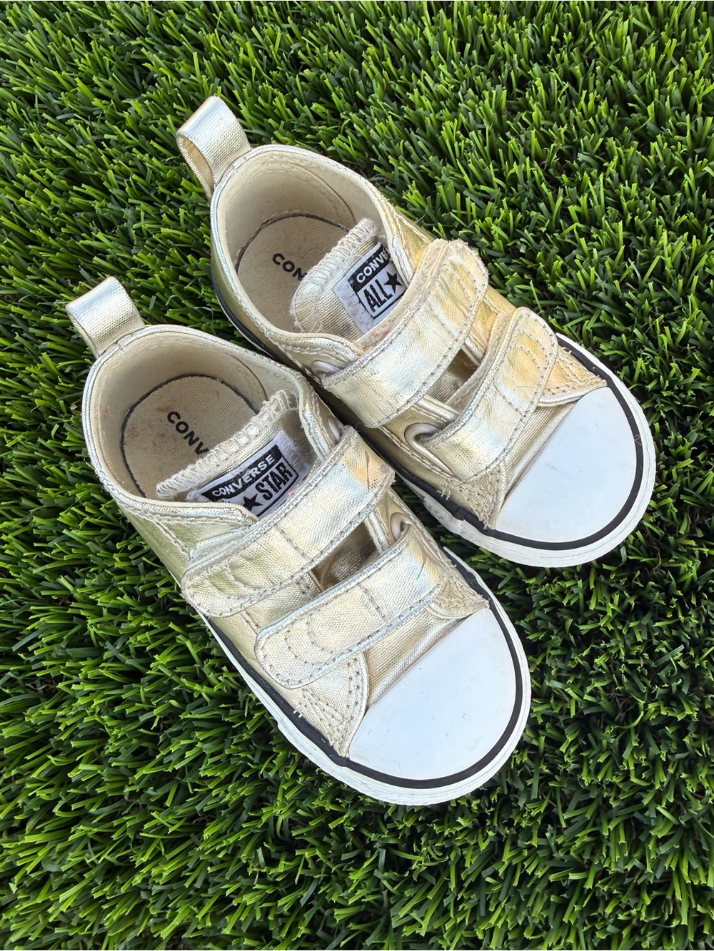 Converse Gold Velcro Sneakers
